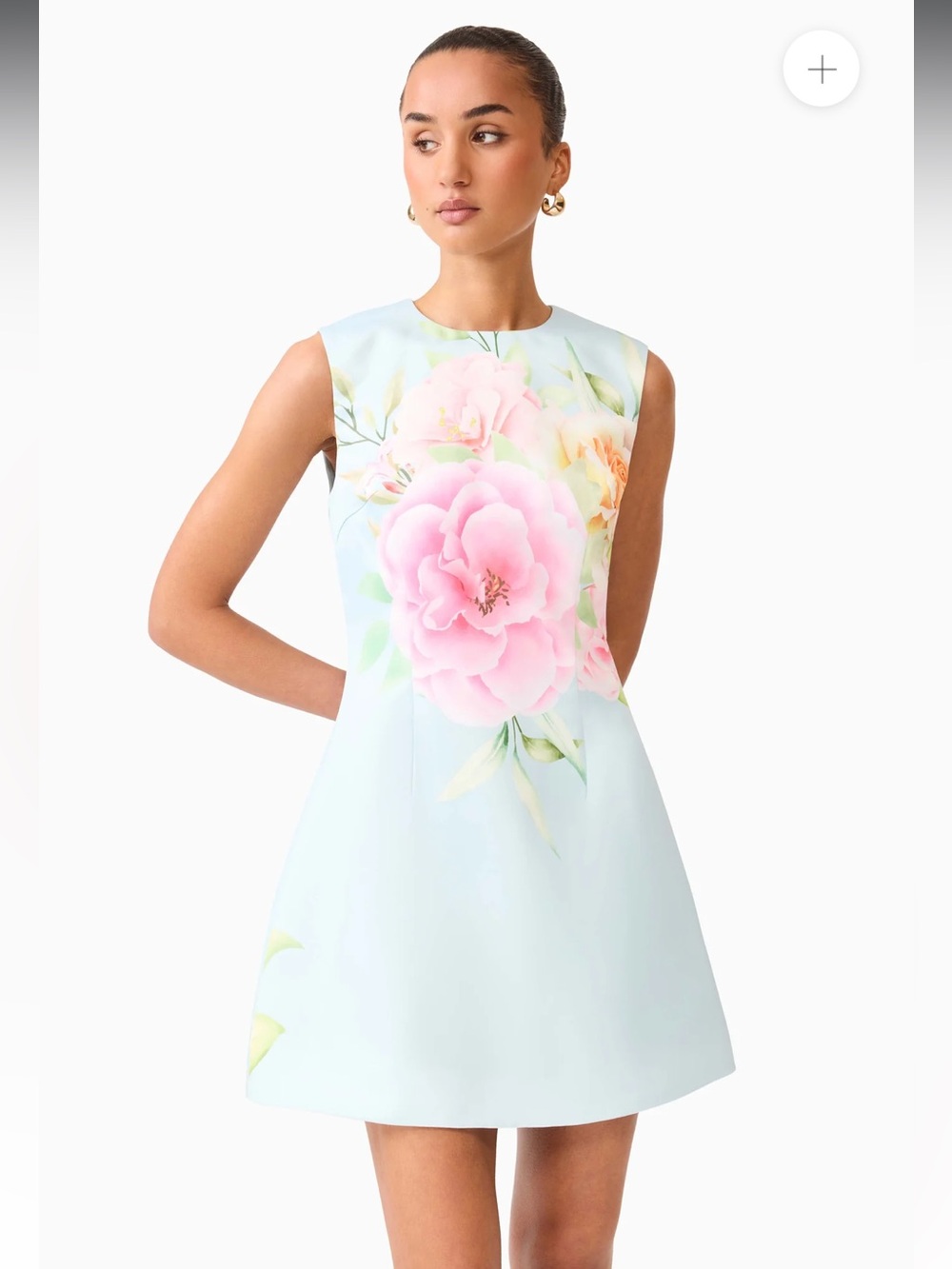 elliatt harper blue & pink floral print A-line shift mini dress size XS NEW - Picture 5 of 15